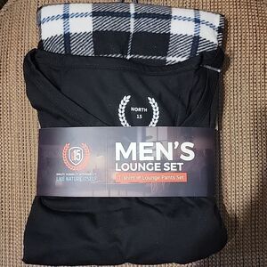 North 15 men's XL White and Black fleece 2pc sleeper set